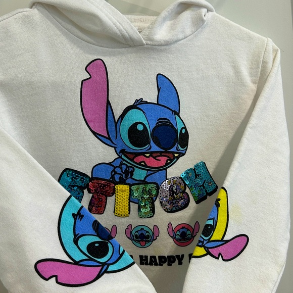 Disney Lilo & Stitch Sequined Hoodie - Stitch Skimmer Pullover Hoodie |Size 7/8 - Picture 6 of 9
